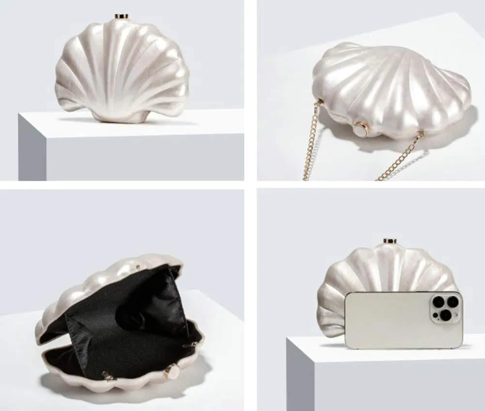 Shell Shaped Acrylic Clutch Purse Women 2025 Trendy Evening Bag Unique Handbag Cute Clutch Wedding Purse for Party