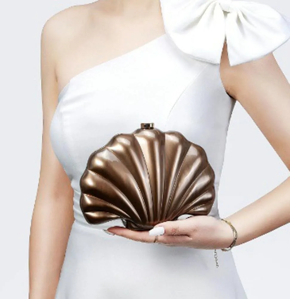 Shell Shaped Acrylic Clutch Purse Women 2025 Trendy Evening Bag Unique Handbag Cute Clutch Wedding Purse for Party