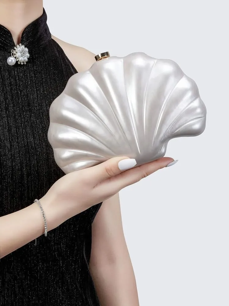 Shell Shaped Acrylic Clutch Purse Women 2025 Trendy Evening Bag Unique Handbag Cute Clutch Wedding Purse for Party