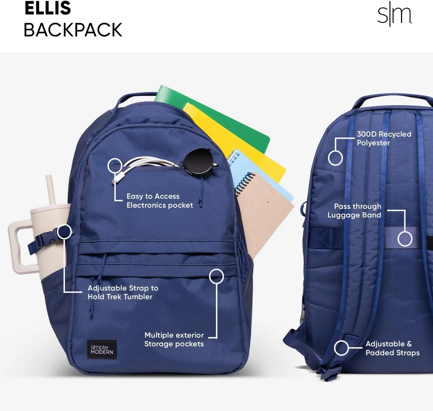 Simple Modern Ellis Backpack for School | Elementary Middle and High School Bookbag for Kids and Teens | Girls and Boys | Black and White Checkmate