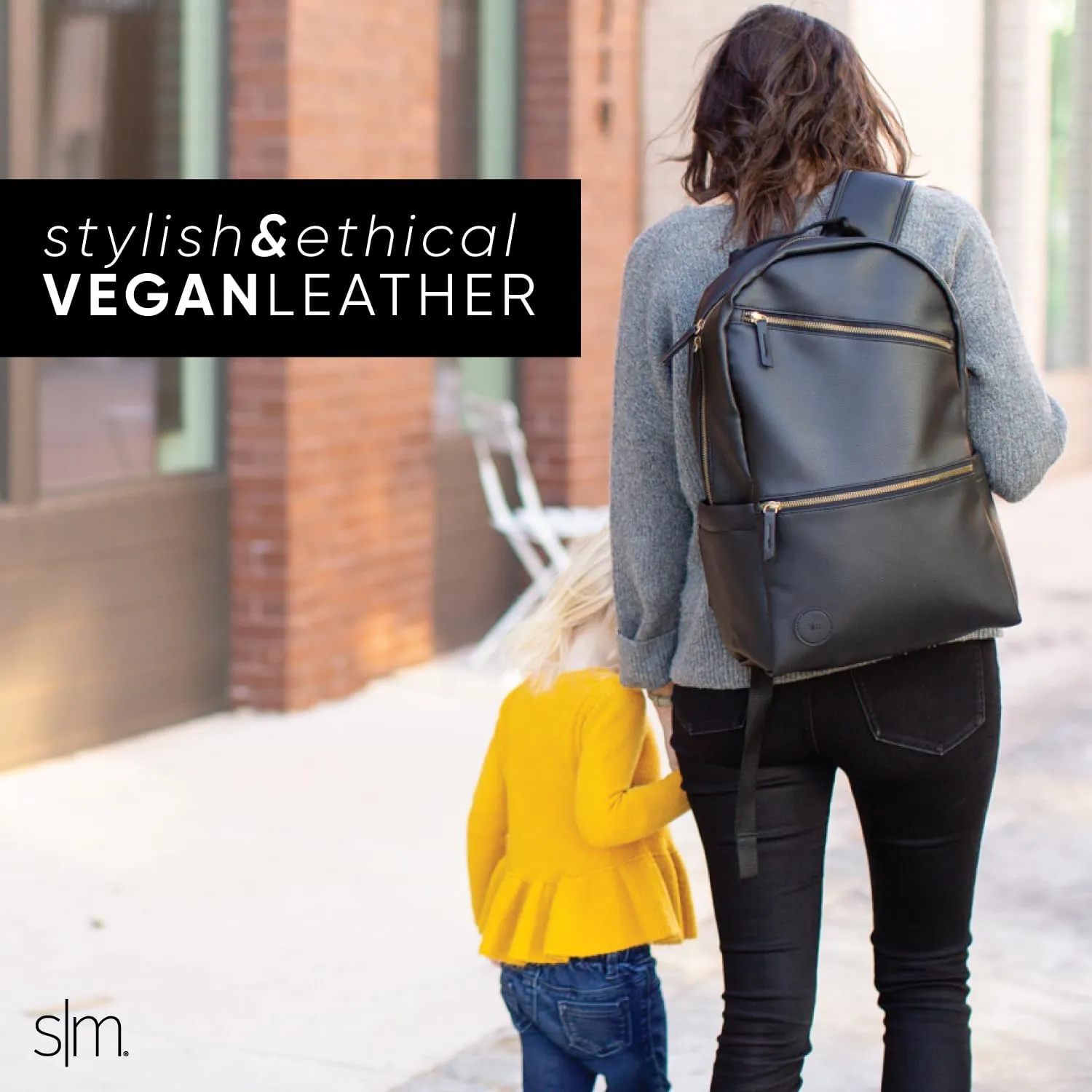 Simple Modern Medium Vegan Leather Backpack for Women & Men | Mini Backpack Purse for Girls and Boys Cute Small Faux PU Leather Travel Bag for Work | Legacy Collection | 17" tall | Gray