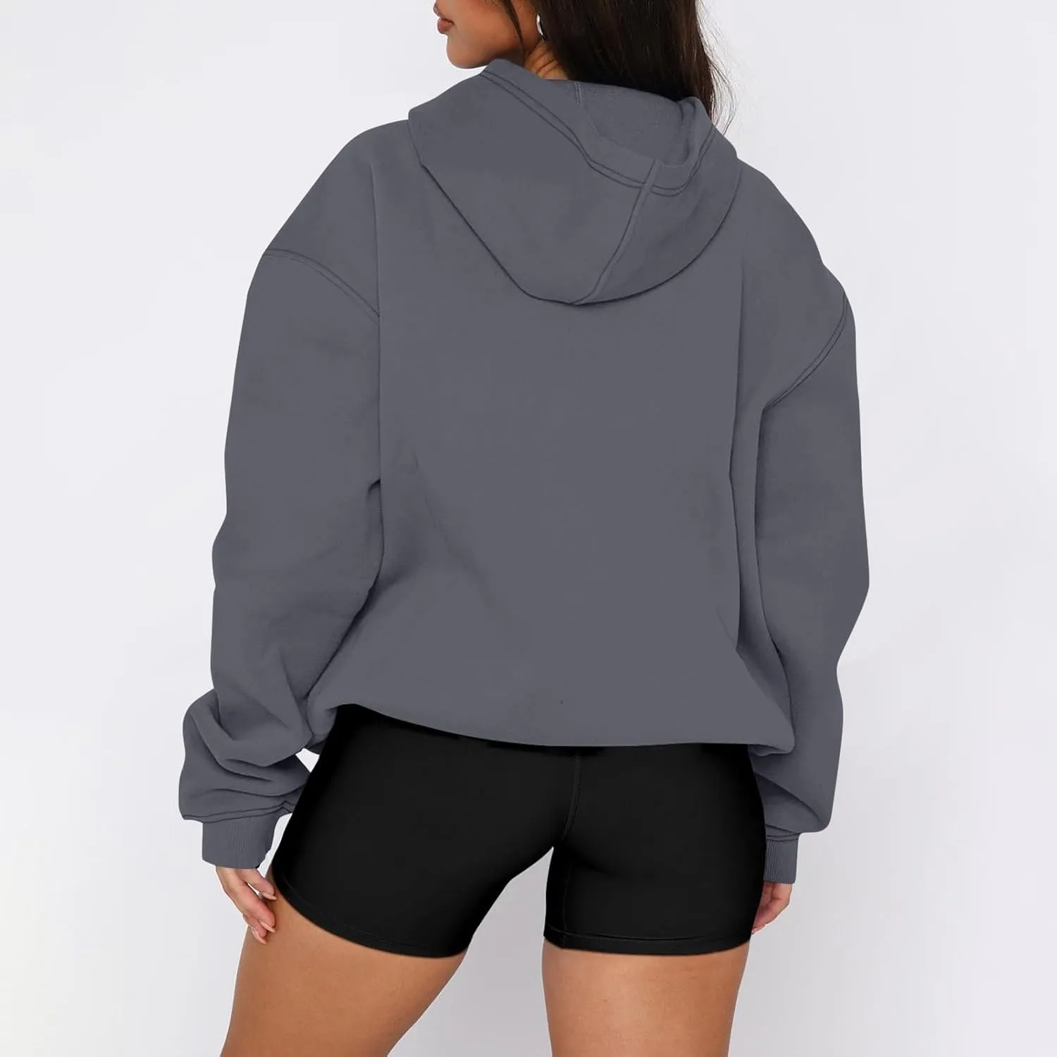 slqdgmryz Oversized Hoodies for Women Trendy Fleece Pullover Pockets Hooded Sweatshirts Preppy Plain Long Sleeve Y2k Hoodie