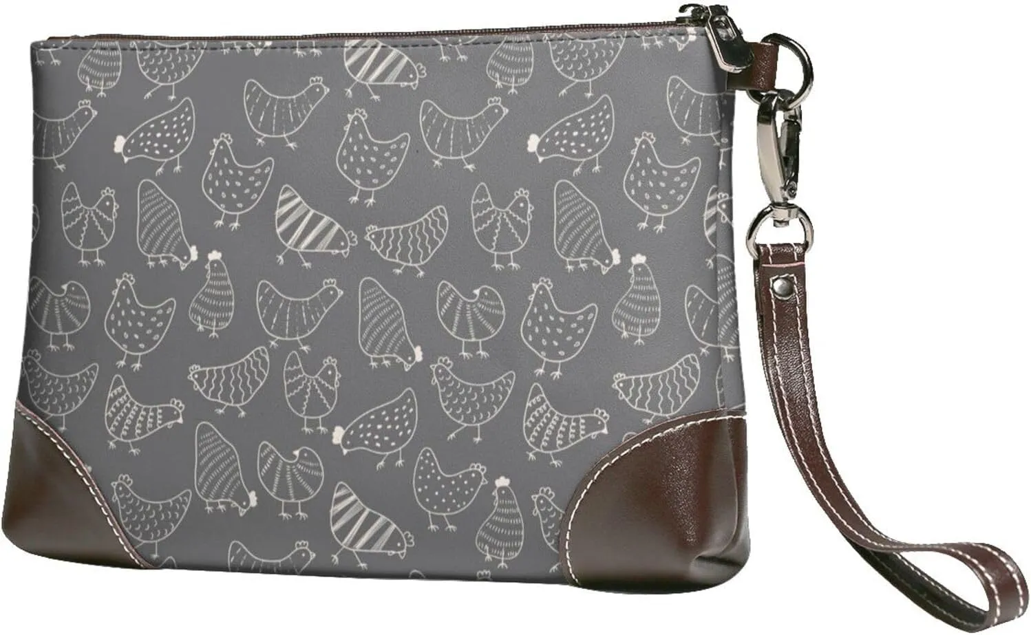 Small Clutch Purses for Women - Modern Lines Cute Chicken Leather Wristlet Wallets for Women with Wrist Strap