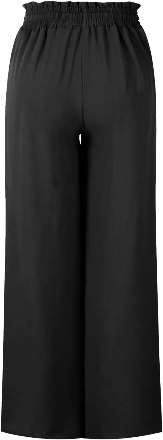 SMIDOW Palazzo Pants for Women Dressy Casual 2024 High Waist Wide Leg Flowy Pants Loose Long Lounge Trousers