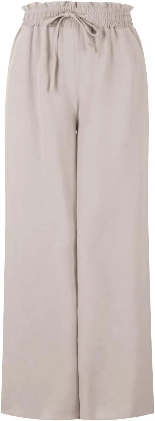 SMIDOW Palazzo Pants for Women Dressy Casual 2024 High Waist Wide Leg Flowy Pants Loose Long Lounge Trousers