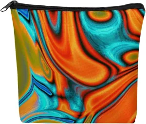 Southwest Hipster Turquoise Orange Swirls - Vivid Modern Cosmetic Bag Makeup Bag Gifts for Women Girls Daughter Sister Bestie Graduation Birthday Christmas Nurse Mothers Day Travel Zipper Pouch