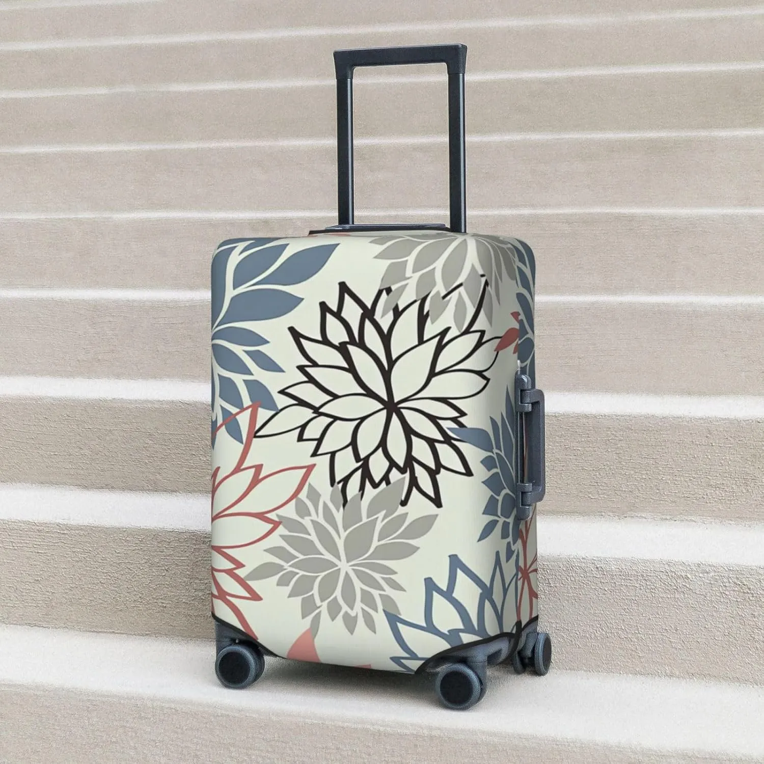 Spandex Travel Luggage Cover Suitcase Protector Bag,Colorful Flowers Modern Anti-Scratch Fits 18-32 Inch Luggage, Suitcase Sleeve For Kid And Adult,Medium