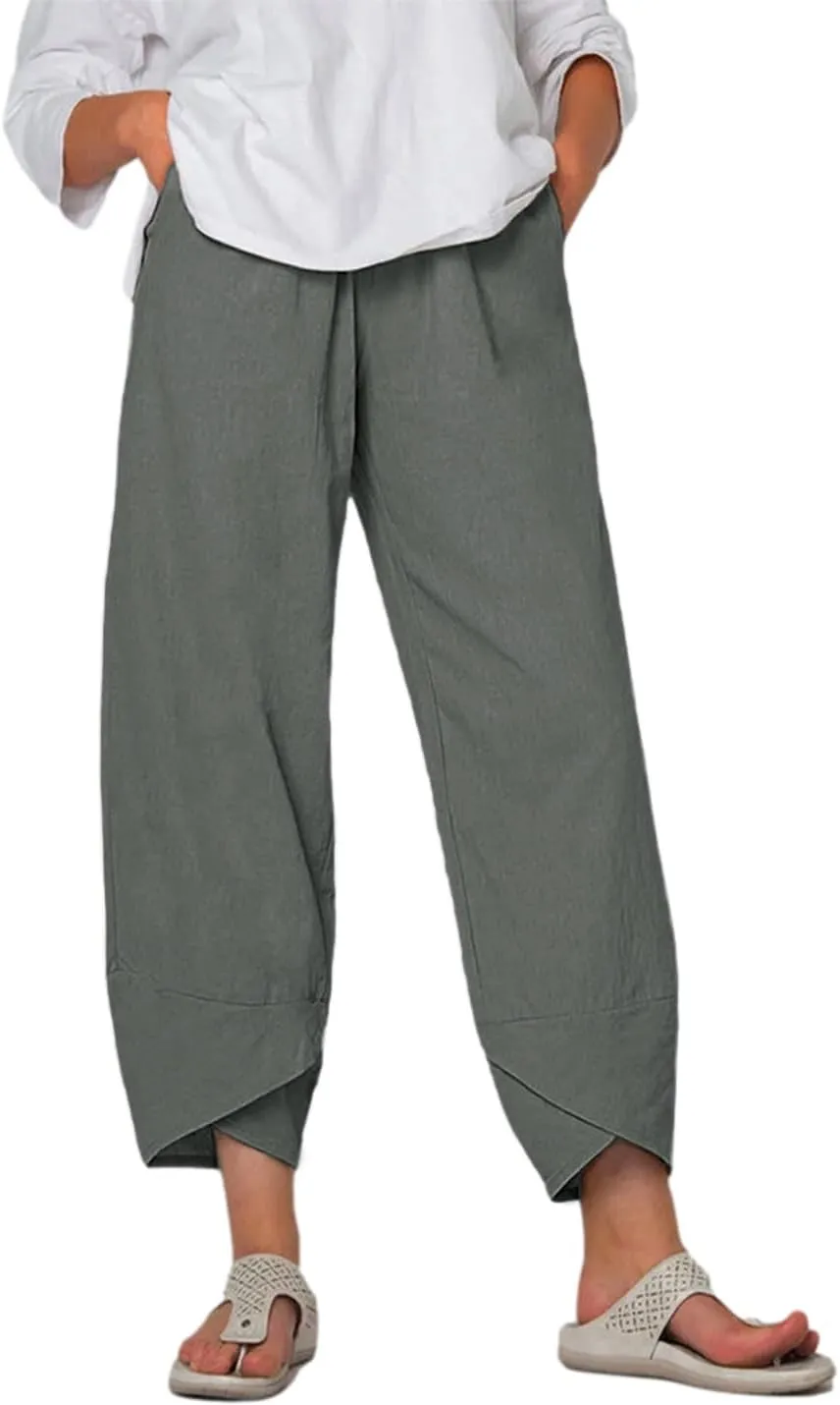 Springrain Women's Capri Pants Casual Summer Cotton Cropped Lounge Pants Trousers
