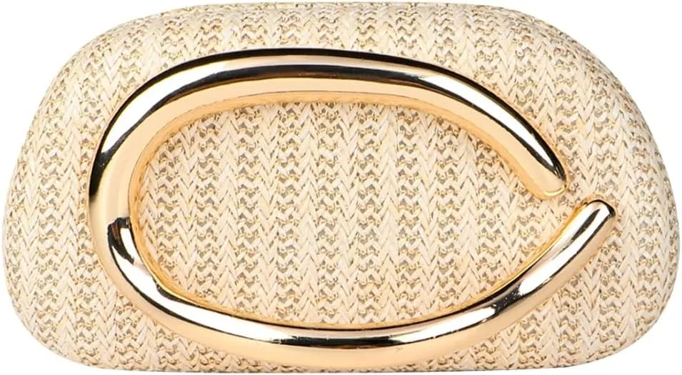 Straw Clutch Purse Evening Handbag Unique Crossbody Bag For Women Woven Summer Beach Bag Metal Handle 2025