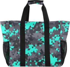susiyo Abstract Modern Geometric Camouflage Reusable Grocery Tote Bag Collapsible Canvas Beach Bag Large Travel Bags for Hiking Trip Pool