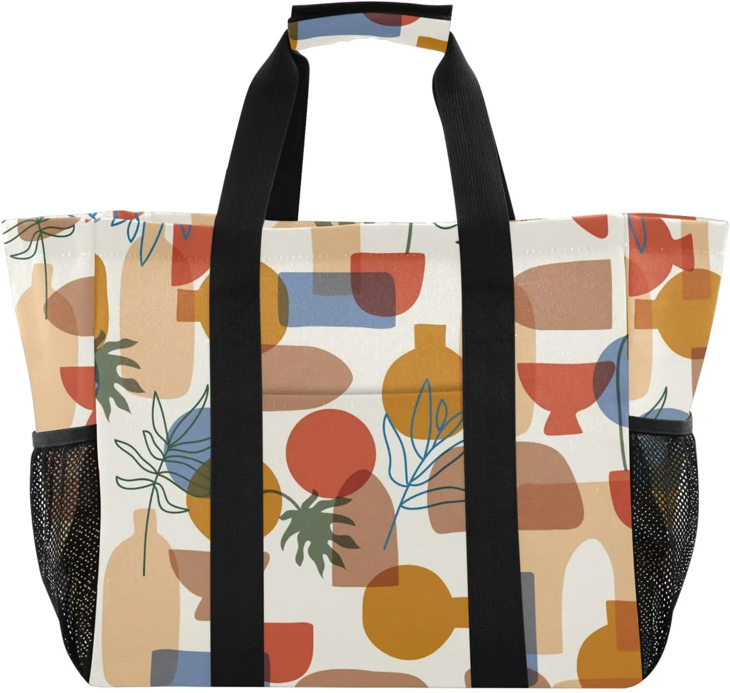 susiyo Colourful Vase Modern Pot Cup Reusable Grocery Tote Bag Collapsible Canvas Beach Bag Large Travel Bags for Hiking Trip Pool
