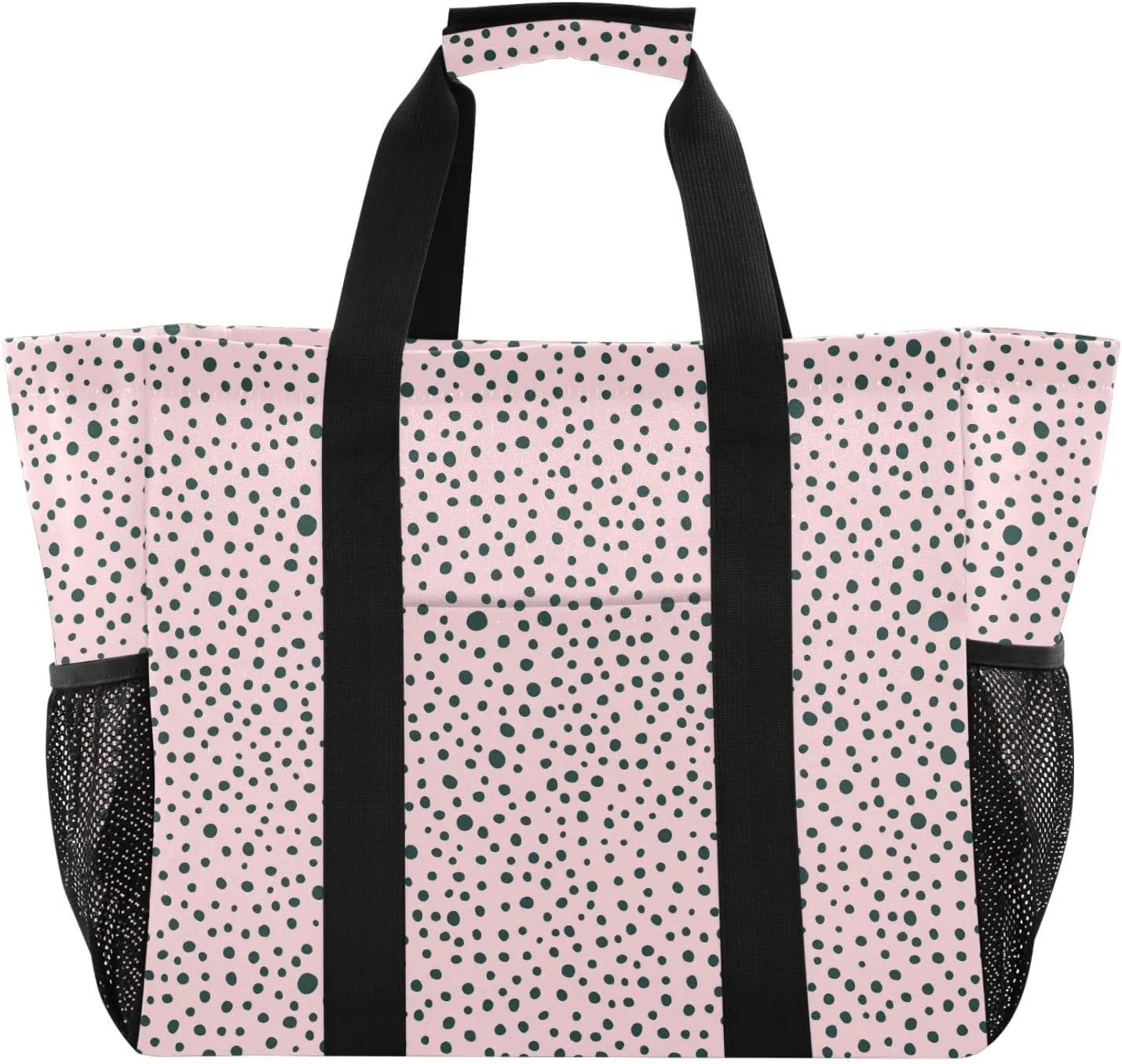susiyo Modern Polka Dot Large Grocery Tote Bag Reusable Collapsible Beach Bag Canvas Travel Bag for Picnic Trip Pool