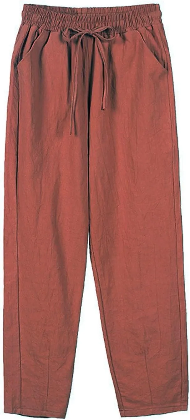 Sweatpants Women Golf Cotton Linen Low Rise,Wide Leg Pants Striped, Trousers with Pockets Baggy Wide