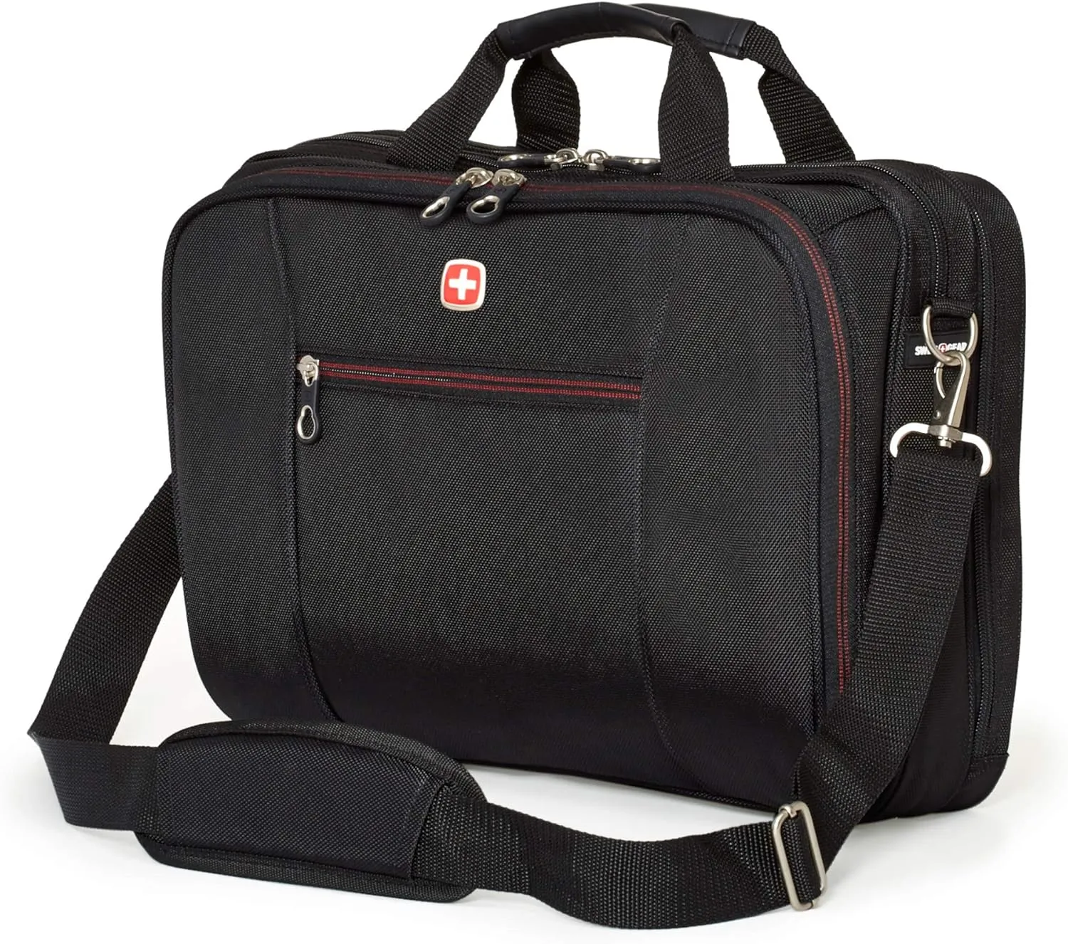 Swiss Gear 15.6" Laptop Case - Black, Unisex-Adults, Briefcase Style, Modern, 14L, 2 Compartments, 8 Pockets, Laptop Compatible