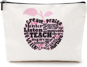 Teacher Gifts for Women Makeup Bag, Appreciation Gifts Unique Birthday Christmas Funny Teacher Cosmetic Bag Best Graduation Gift