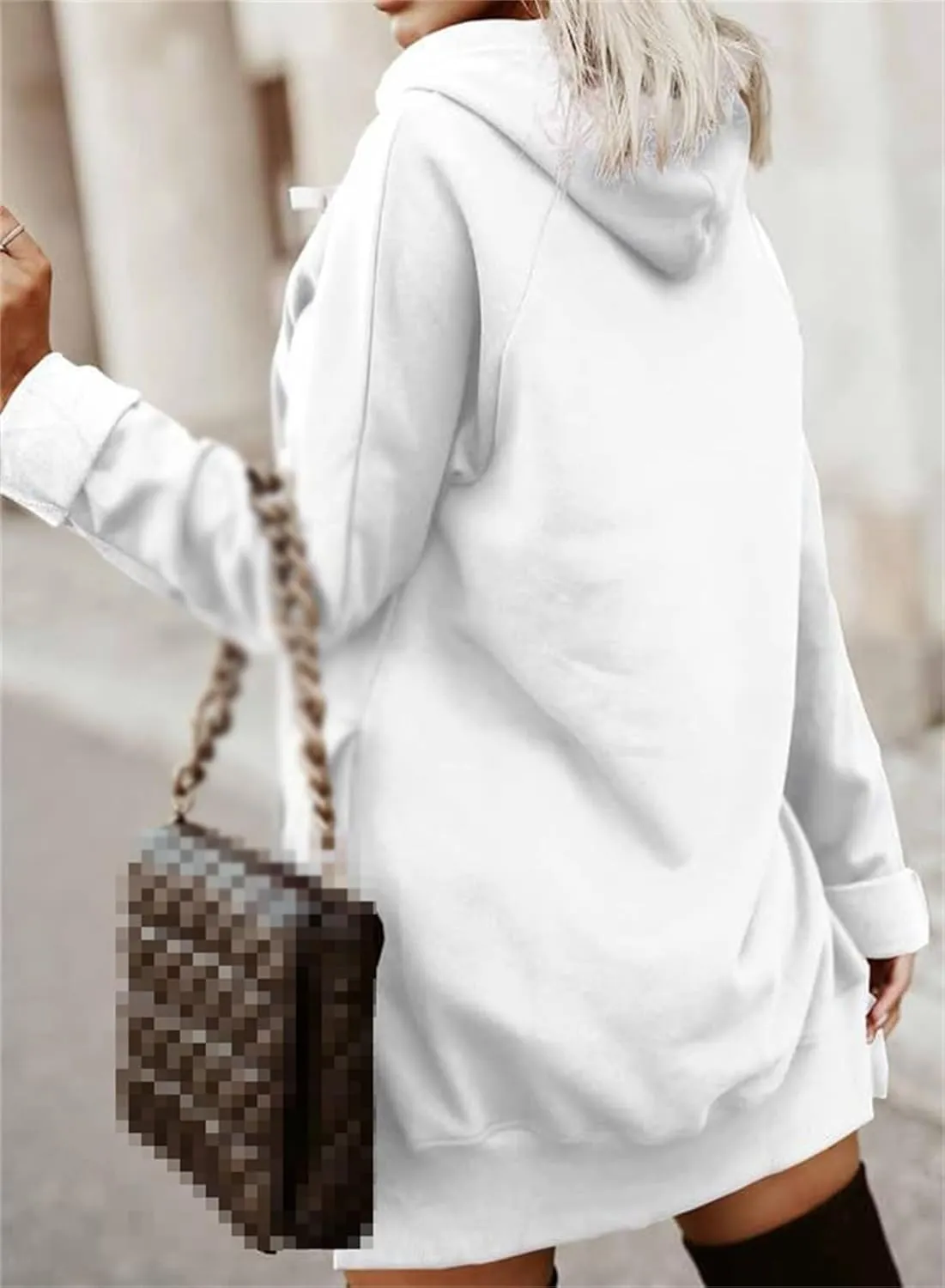 The Oversized Hoodie Dress Women, Women's Casual Pullover Sweatshirt Long Sleeve Split Hem Hoodie Dress with Pocket