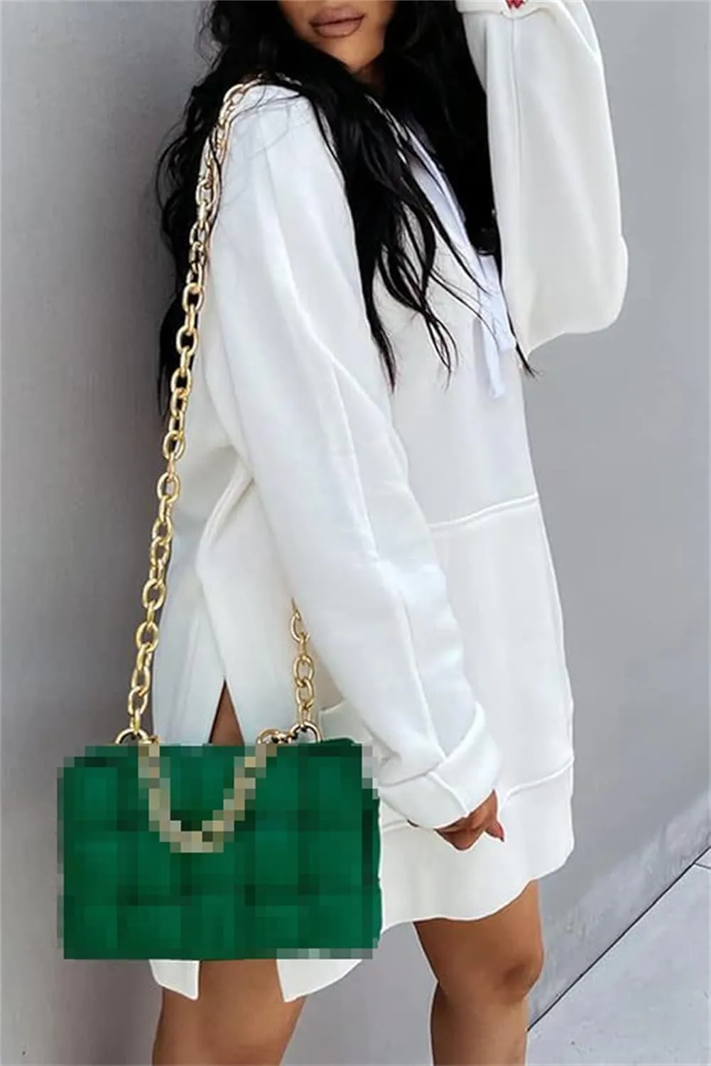The Oversized Hoodie Dress Women, Women's Casual Pullover Sweatshirt Long Sleeve Split Hem Hoodie Dress with Pocket