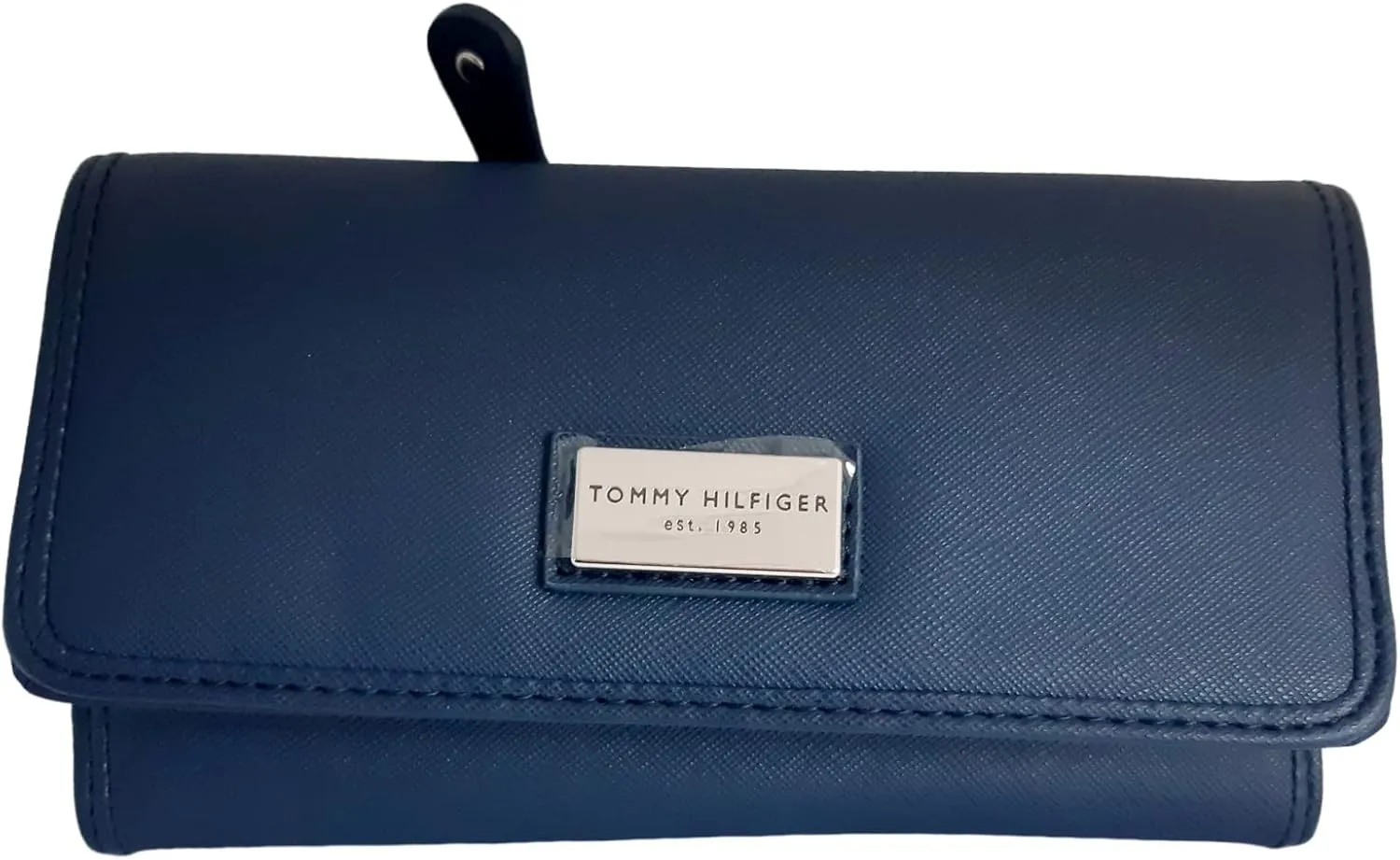 Tommy Hilfiger Zipped Wallet with Coin Holder and Card Holder for Passport and Vaccination Card, Blue, Unique, American
