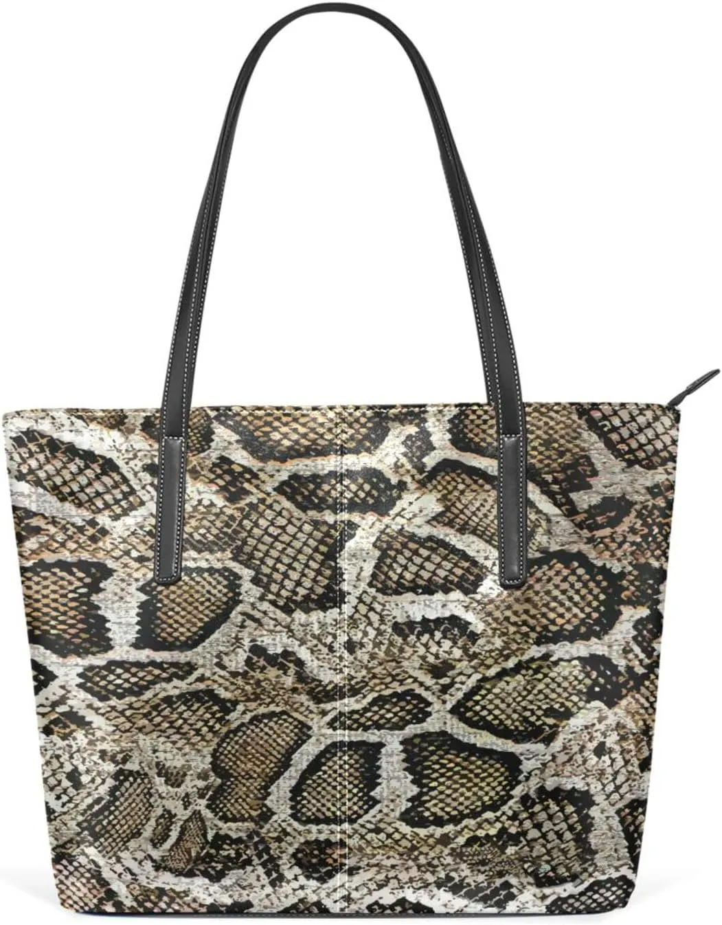 Top Handle Bag for Women Snake Skin Modern Vegan Leather Lady Purse Shoulder Bag Travel Satchel Gym Beach Tote with Zipper Weekender Handbag