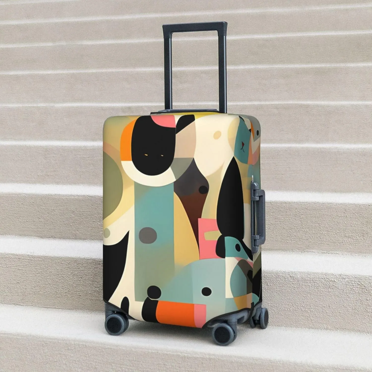Travel Luggage Cover Elastic Luggage Covers Mid-Century Modern Art Cat Suitcase Cover Luggages Protector for Travel Anti-Scratch Suitcase Covers for Adult Washable Luggages Decorative (18-32 inch)