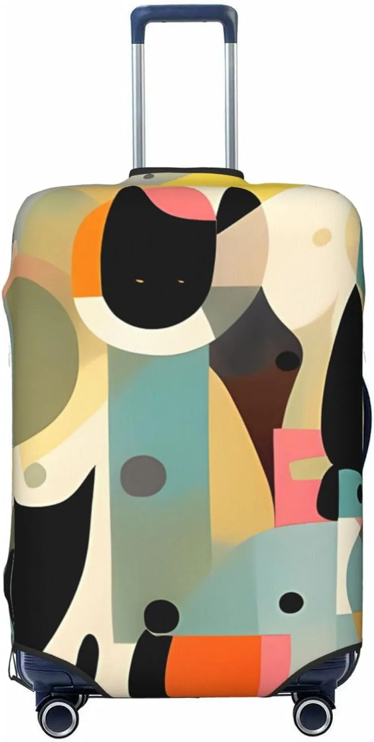 Travel Luggage Cover Elastic Luggage Covers Mid-Century Modern Art Cat Suitcase Cover Luggages Protector for Travel Anti-Scratch Suitcase Covers for Adult Washable Luggages Decorative (18-32 inch)