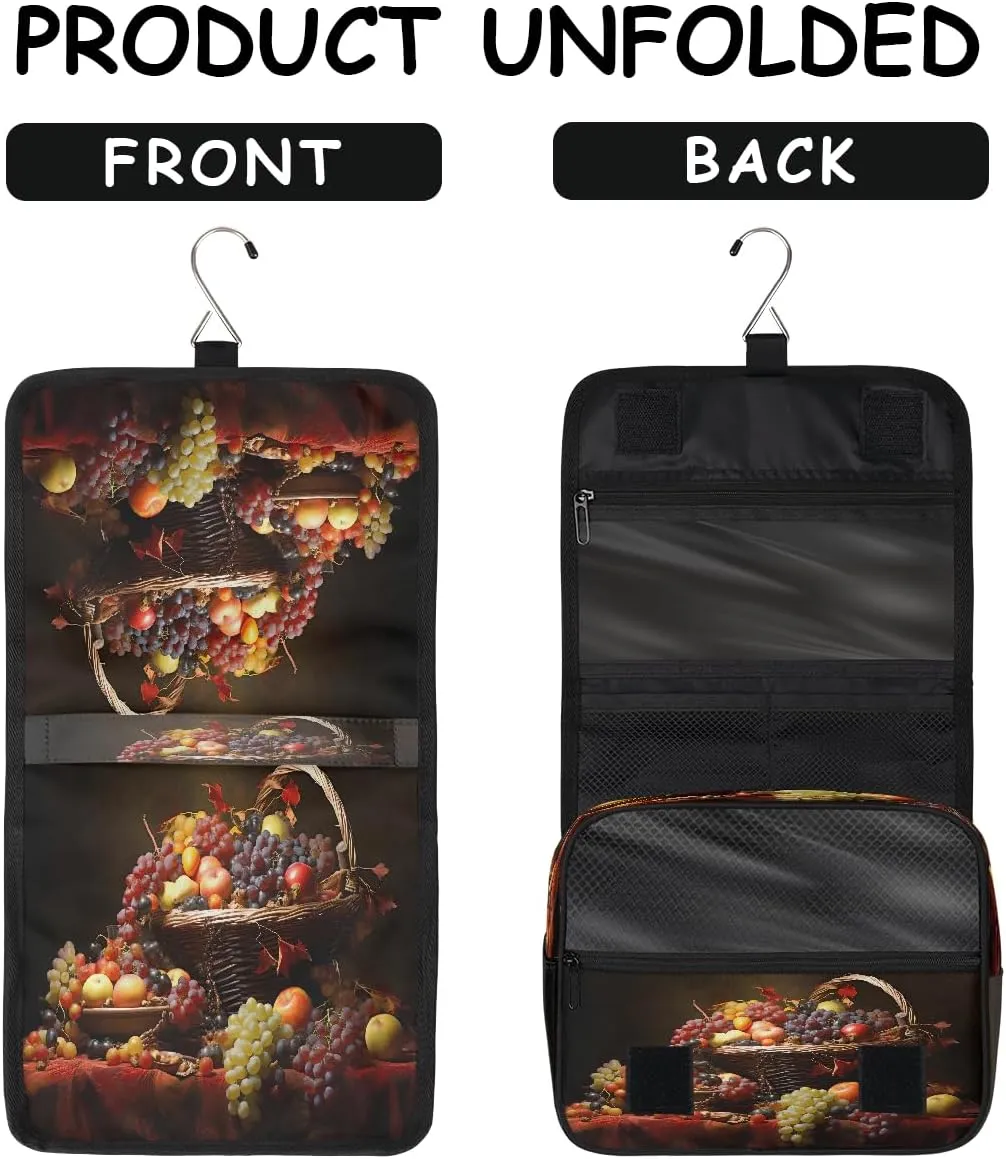 Travel Toiletry Bag for Women & Men Grapes Tropical Fruit Modern Hanging Cosmetic Organizer Portable Waterproof Makeup Case Make Up Bag with Compartments Travel Essentials for Bathroom Shower