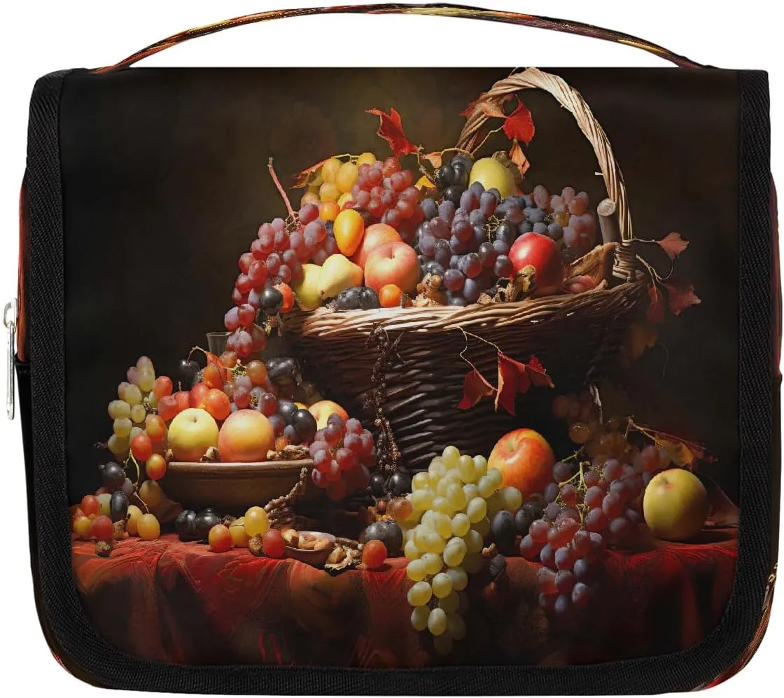 Travel Toiletry Bag for Women & Men Grapes Tropical Fruit Modern Hanging Cosmetic Organizer Portable Waterproof Makeup Case Make Up Bag with Compartments Travel Essentials for Bathroom Shower