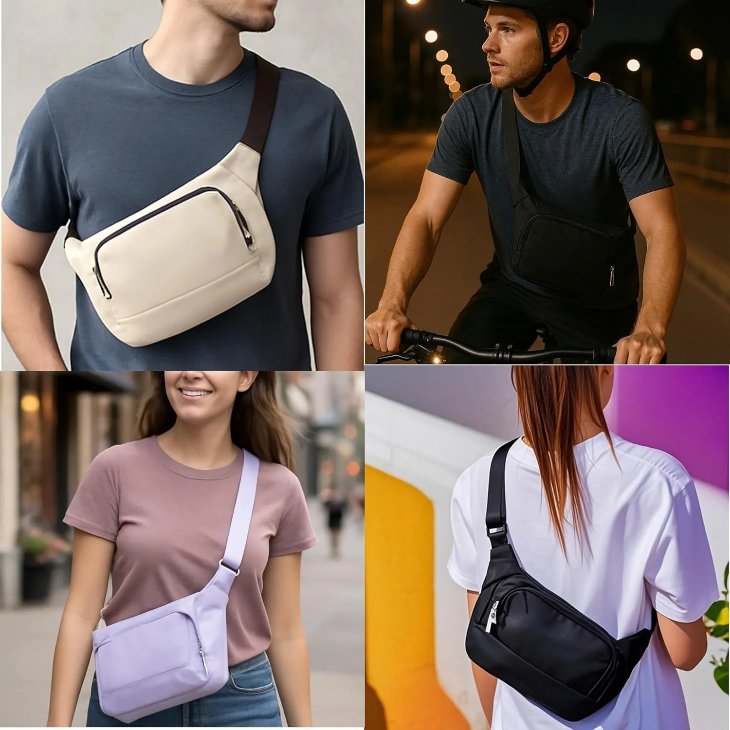 Trendy Anti-Theft Sling Bag-RFID Crossbody Chest Bag, Lightweight Travel Shopping Street Style for Women Men