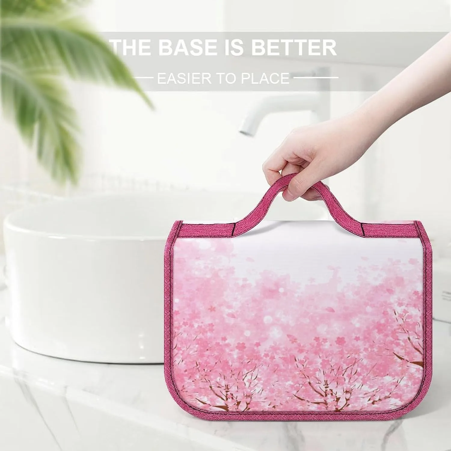 Tropical Theme,Toiletry Bag for Women,Blossom Leaves Floral Modern Art,Water-resistant Hanging Bathroom Travel Makeup Organizer,Cosmetic Case Traveling for Full Accessories,Orange, Orange_19