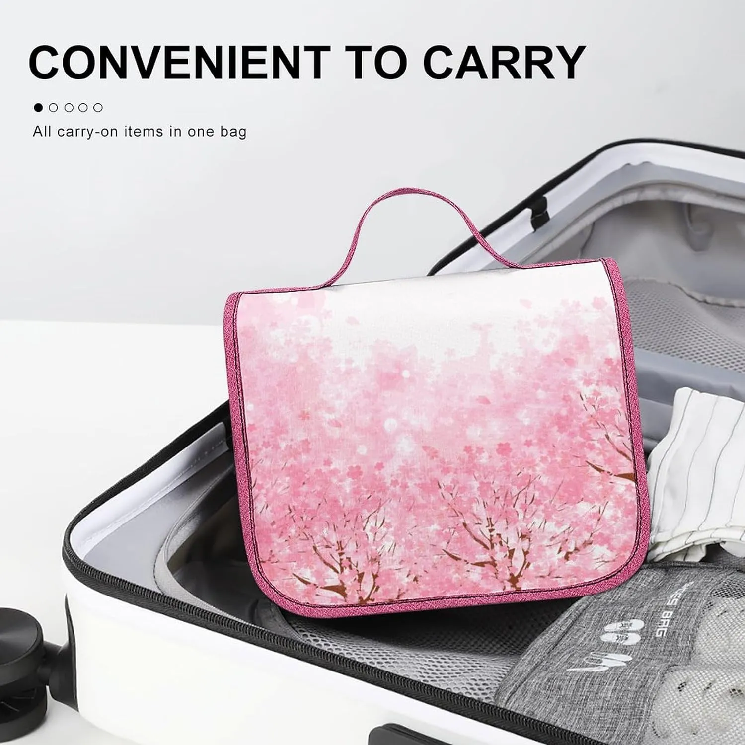 Tropical Theme,Toiletry Bag for Women,Blossom Leaves Floral Modern Art,Water-resistant Hanging Bathroom Travel Makeup Organizer,Cosmetic Case Traveling for Full Accessories,Orange, Orange_19