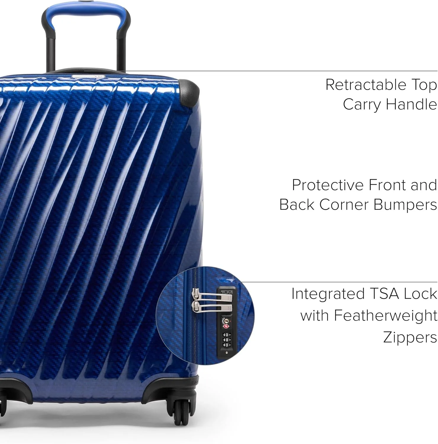 TUMI - 19 Degree Lite 4 Wheel Luggage - Lightweight and Highly Durable, Modern Contour, Hard Shell Men's and Women's Suitcase - 21.75" International Carry-On, Cobalt
