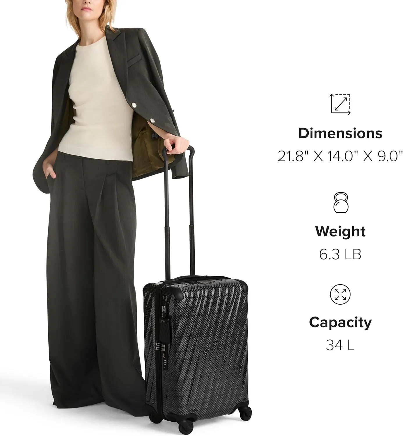 TUMI - 19 Degree Lite 4 Wheel Luggage - Lightweight and Highly Durable, Modern Contour, Hard Shell Men's and Women's Suitcase - 21.75" International Carry-On, Cobalt