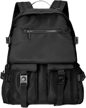 Two Front Pockets College Work Computer Backpack Waterproof Lightweight Street Style Black Daypack Laptop Backpacks for Gift for Man Travel Carry on Bags For Women and Man, 16.9 Inch,