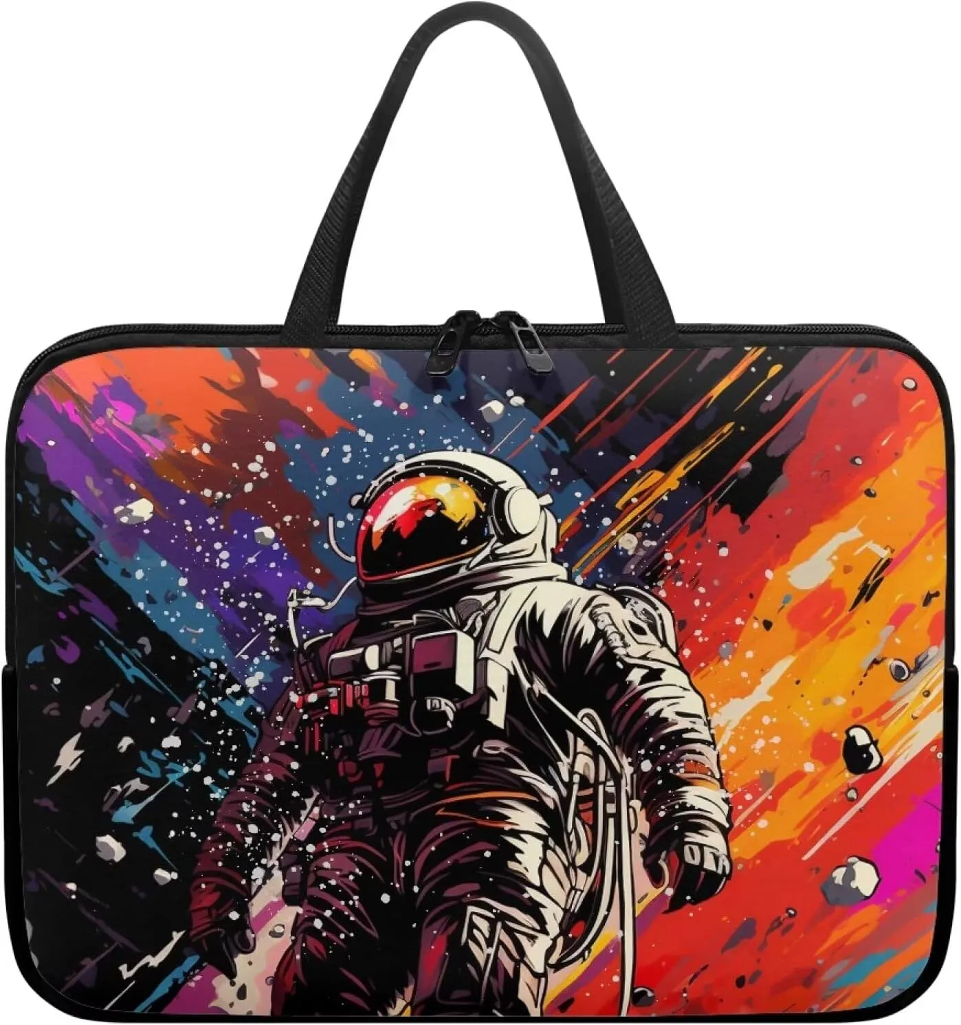 Uasibuni Stylish Laptop Bag for 15-17In Laptops, Cute Laptop Sleeve Bag, Black, Modern, Floral Pattern, Unisex-Adults