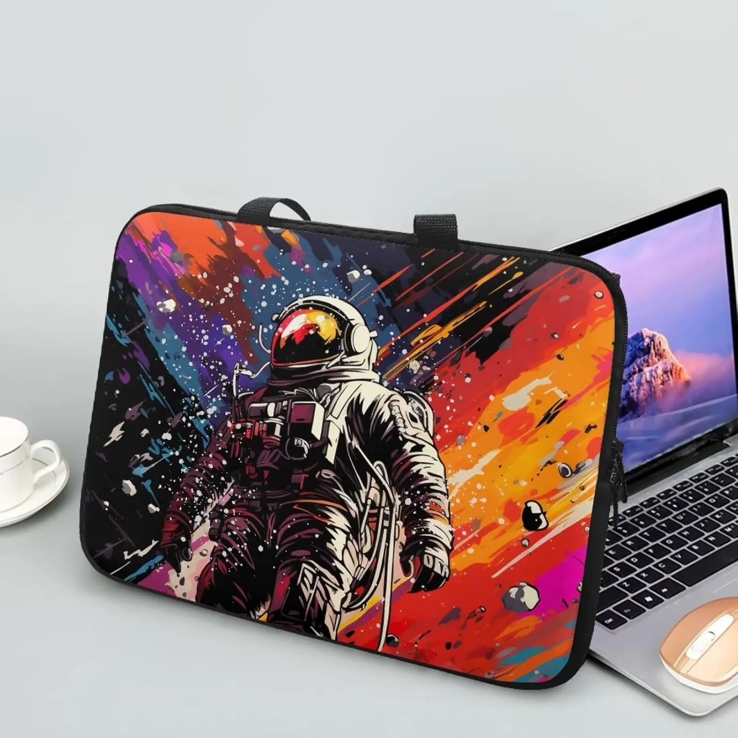 Uasibuni Stylish Laptop Bag for 15-17In Laptops, Cute Laptop Sleeve Bag, Black, Modern, Floral Pattern, Unisex-Adults