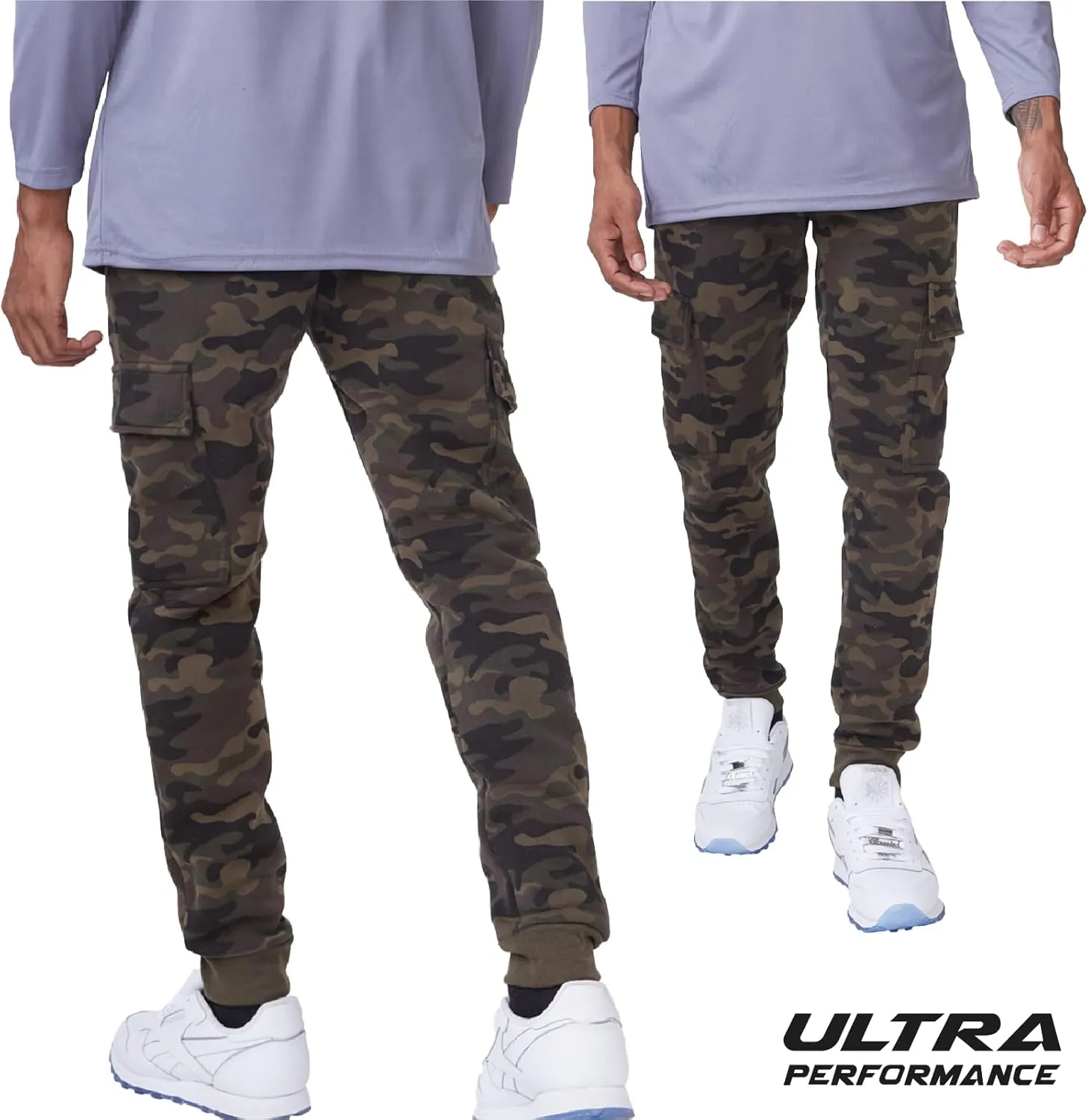 Ultra Performance 3 Pack Mens Sweatpants, Fleece Cargo Joggers for Men with Pockets