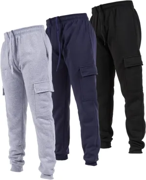 Ultra Performance 3 Pack Mens Sweatpants, Fleece Cargo Joggers for Men with Pockets