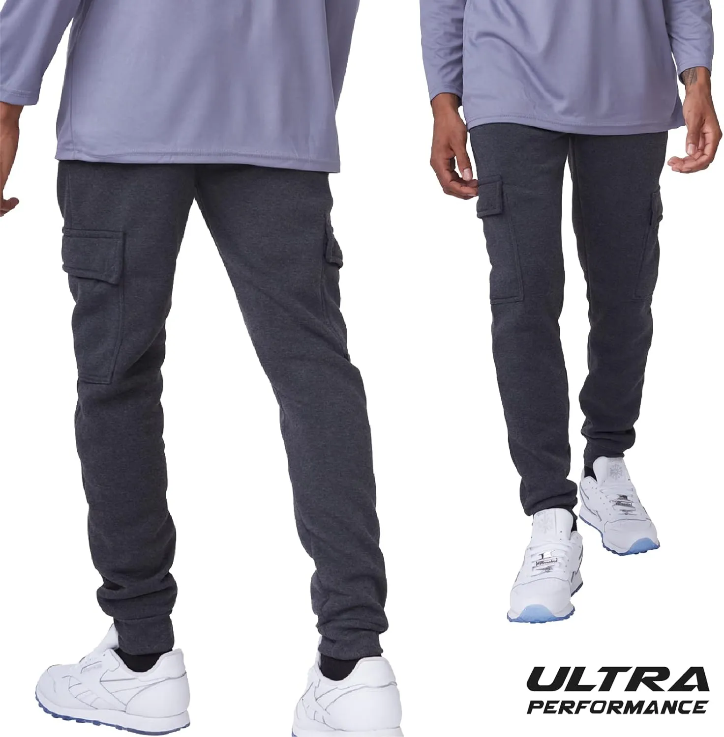 Ultra Performance 3 Pack Mens Sweatpants, Fleece Cargo Joggers for Men with Pockets