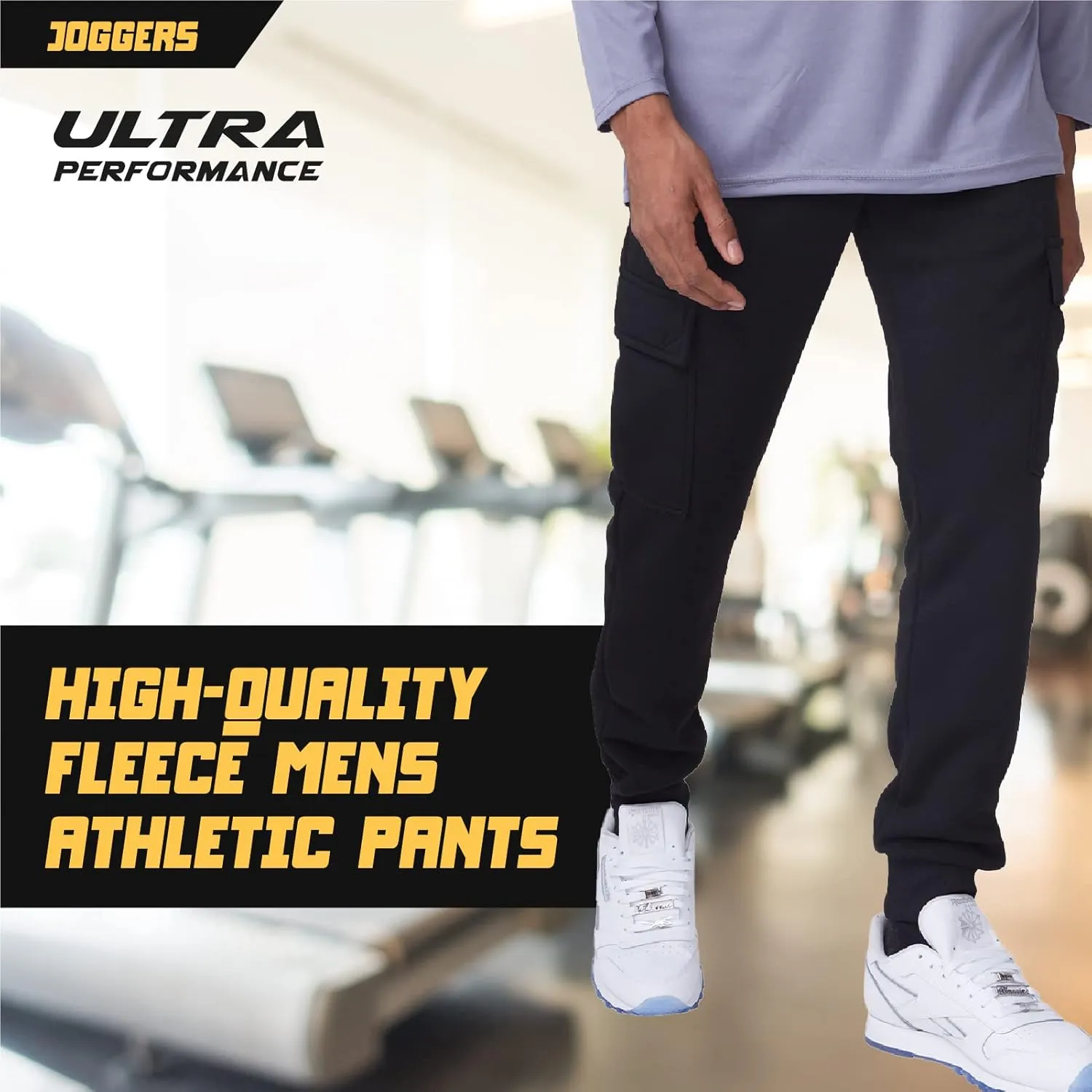 Ultra Performance 3 Pack Mens Sweatpants, Fleece Cargo Joggers for Men with Pockets