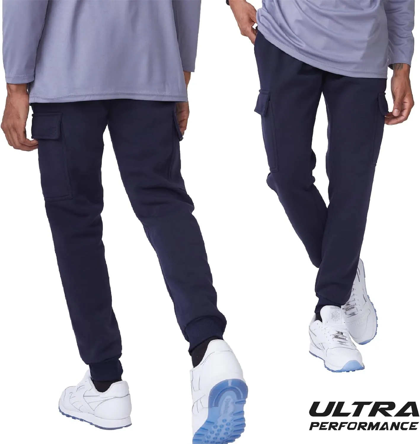 Ultra Performance 3 Pack Mens Sweatpants, Fleece Cargo Joggers for Men with Pockets