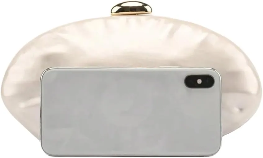 UMREN Shell Shaped Acrylic Clutch Purse Women Acrylic Egg Evening Bag Unique Marble Handbag for Wedding Party