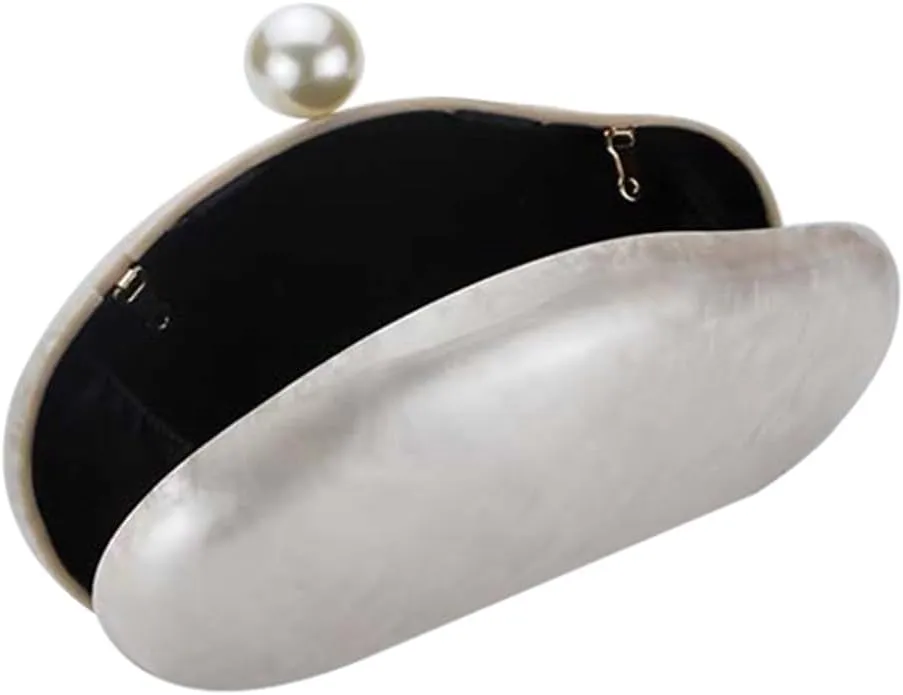 UMREN Shell Shaped Acrylic Clutch Purse Women Acrylic Egg Evening Bag Unique Marble Handbag for Wedding Party