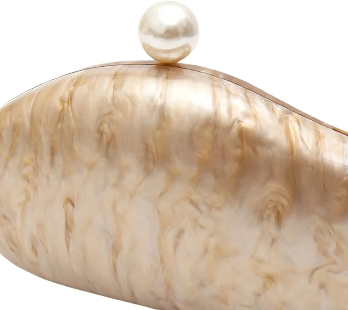 UMREN Shell Shaped Acrylic Clutch Purse Women Acrylic Egg Evening Bag Unique Marble Handbag for Wedding Party