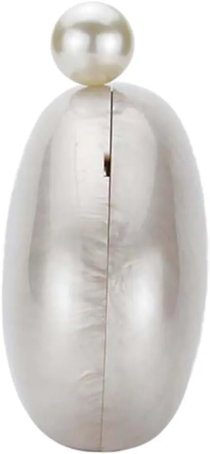UMREN Shell Shaped Acrylic Clutch Purse Women Acrylic Egg Evening Bag Unique Marble Handbag for Wedding Party