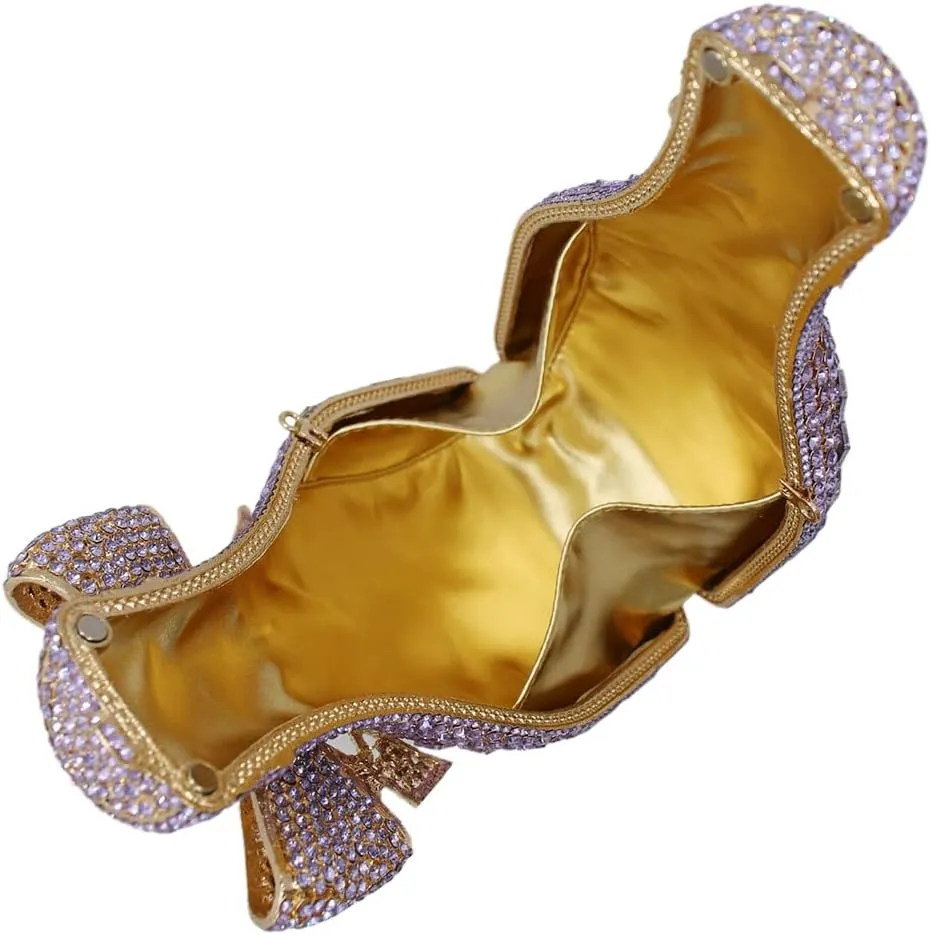 UMREN Women Champagne Bottle Rhinestone Evening Bag Sweet Bow Crystal Purse Clutch Unique Handbag Cocktail Party Shoulder Bag