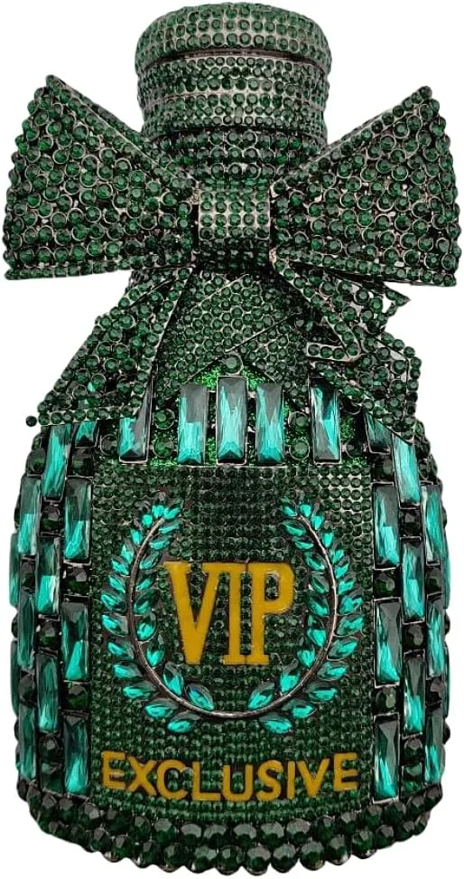 UMREN Women Champagne Bottle Rhinestone Evening Bag Sweet Bow Crystal Purse Clutch Unique Handbag Cocktail Party Shoulder Bag
