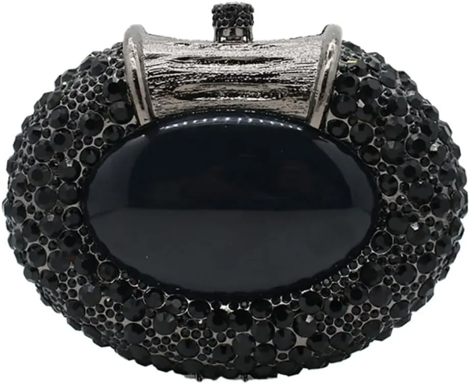UMREN Women Crystal Oval Shell Evening Purse Bags Luxury Rhinestone Clutch Unique Gems Handbag Bridal Wedding Shoulder Bag