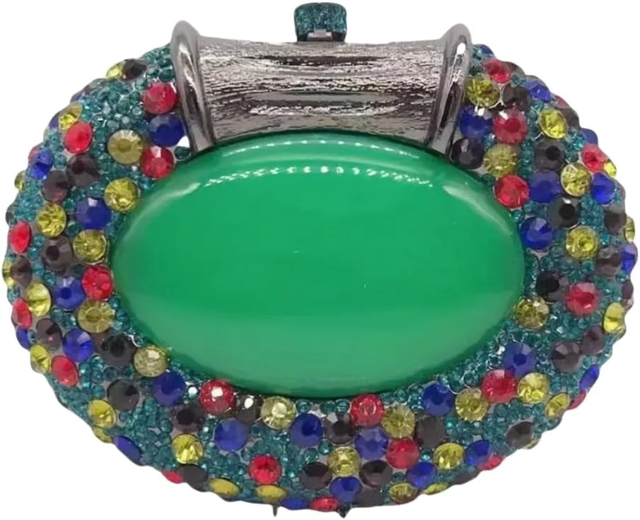 UMREN Women Crystal Oval Shell Evening Purse Bags Luxury Rhinestone Clutch Unique Gems Handbag Bridal Wedding Shoulder Bag