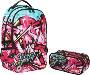 UNIKER Fashion 2 in 1 Backpack Set with Cosmetic Bag,Casual Daypack Women,Backpack and Carry-on 2pc set,Lightweight Travel Backpack,Laptop Backpack with with USB Port, Street Style