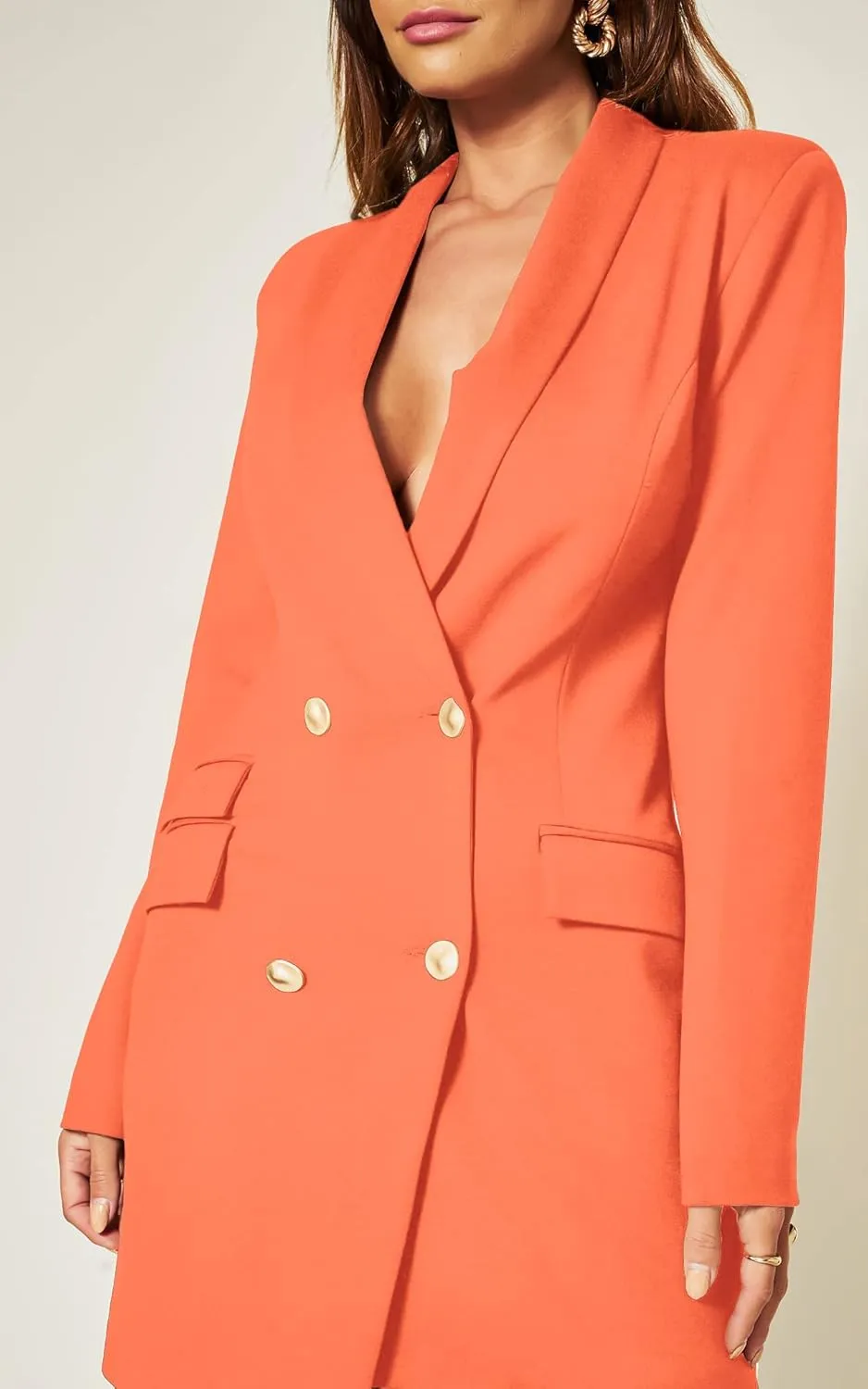 UNIQUE 21 Women Luxe Stain Breasted Asymmetric Blazer Dress - Ladies Elegant Casual Work Office Events Blazer Dresses
